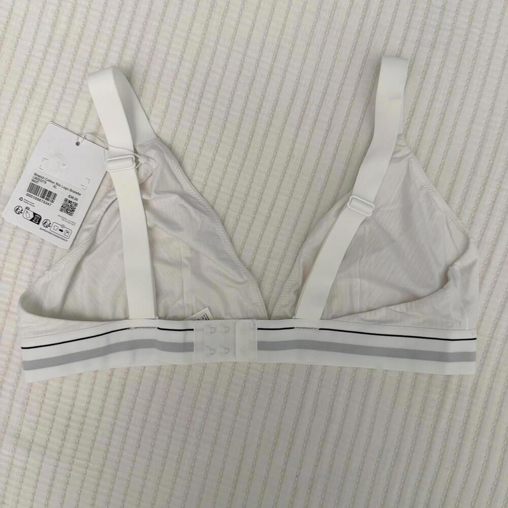 NWT Lululemon Stretch Cotton Ribbed Logo Bralette *B/C Cup White Size XL - Picture 3 of 8